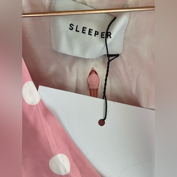 NWT SLEEPER Bella Pink and White Polka-Dot Midi Spring Dress - Picture 3 of 6
